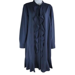 Tory Burch Navy Blue Jane Ruffle Dress Size 10